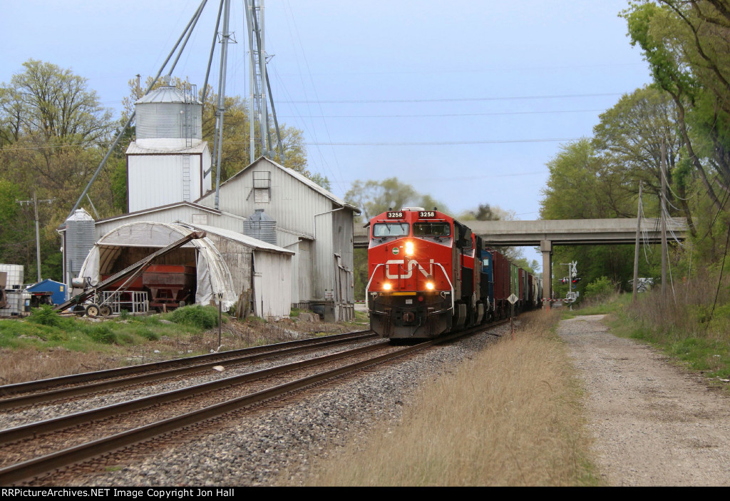 M394 comes east past the old elevator